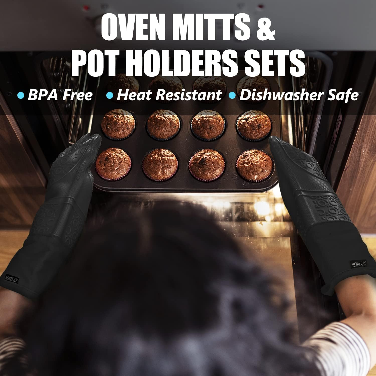 Detalle 2 de Rorecay Oven Mitts 15-inch Set