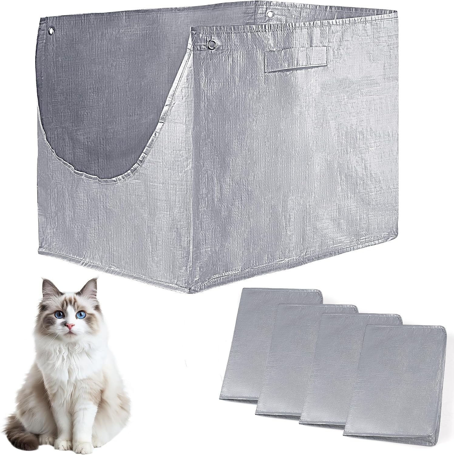 Detalle de EKEPIN タイプF 猫用トイレライナー 4枚入り・再利用可能、防水仕様と持ち手付き