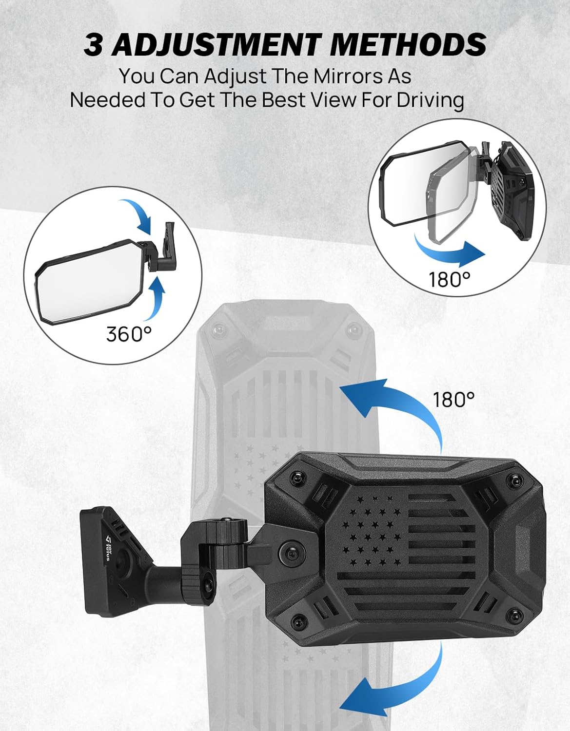 Detalle de JOYTUTUS Mirrors Doors Off: Wrangler JL/JLU and Gladiator JT Side Mirrors (2018-2026) – Wider View, Breakaway, No Vibrate & Wobble