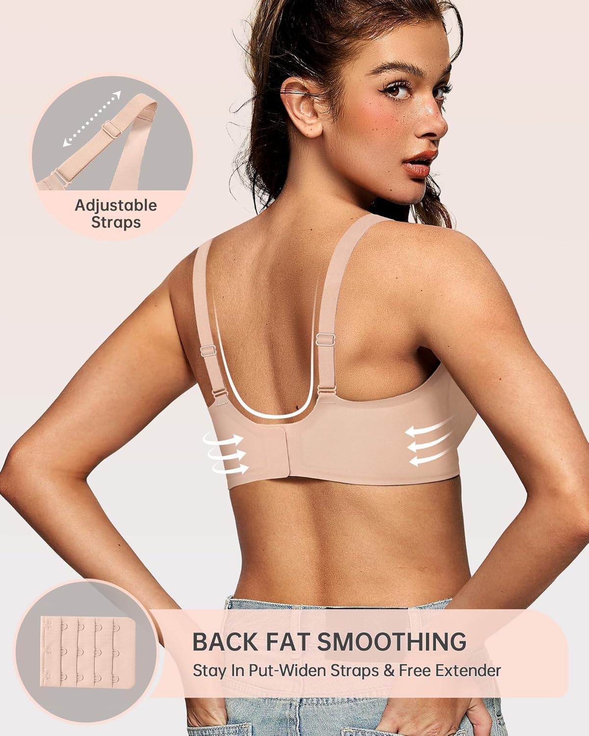 Detalle de OEAK Deep V Wireless Push-Up Bra for Women