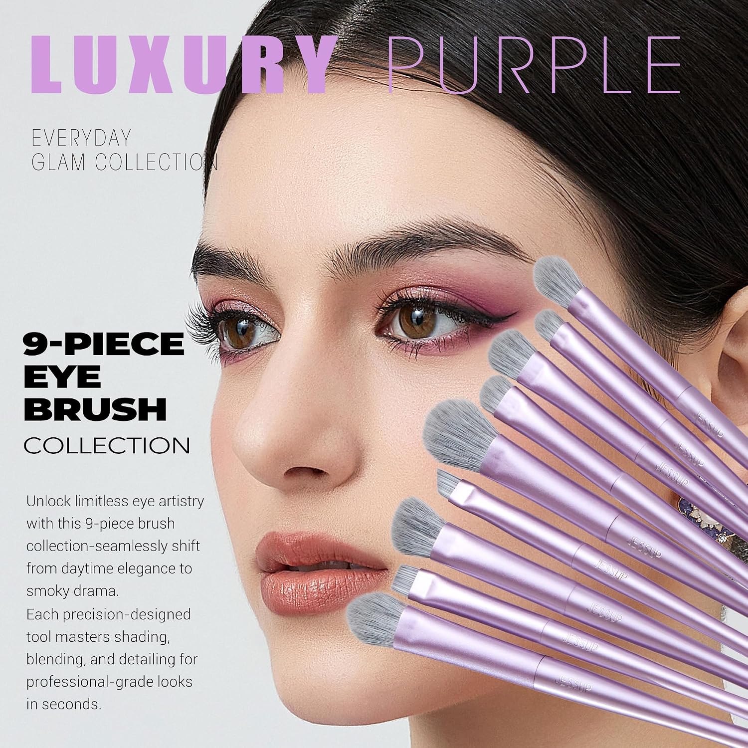 Detalle 2 de Jessup Pennelli Makeup Up Set 14 pezzi: pennelli vegani di lusso per viso e occhi