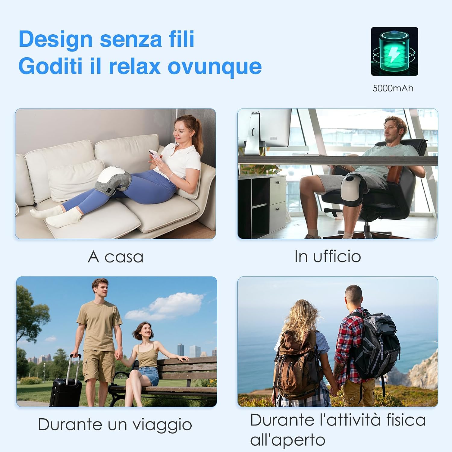 Thumbnail 6 de Massaggiatore ginocchio con calore e vibrazione 5000 mAh