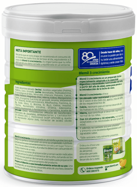 Detalle 2 de Blemil Plus 3 Leche de crecimiento 4x800 g