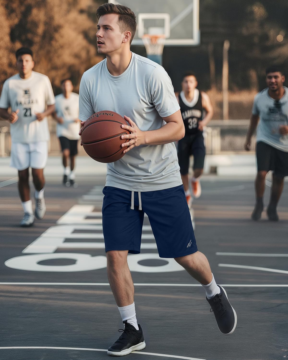 Detalle de NY Threads Men's Athletic Shorts, 8-Inch Inseam Breathable Mesh