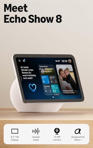 Detalle de Amazon Echo Show 8 (Newest Model) with Vibrant HD 8.7" Display and Spatial Audio — Glacier White