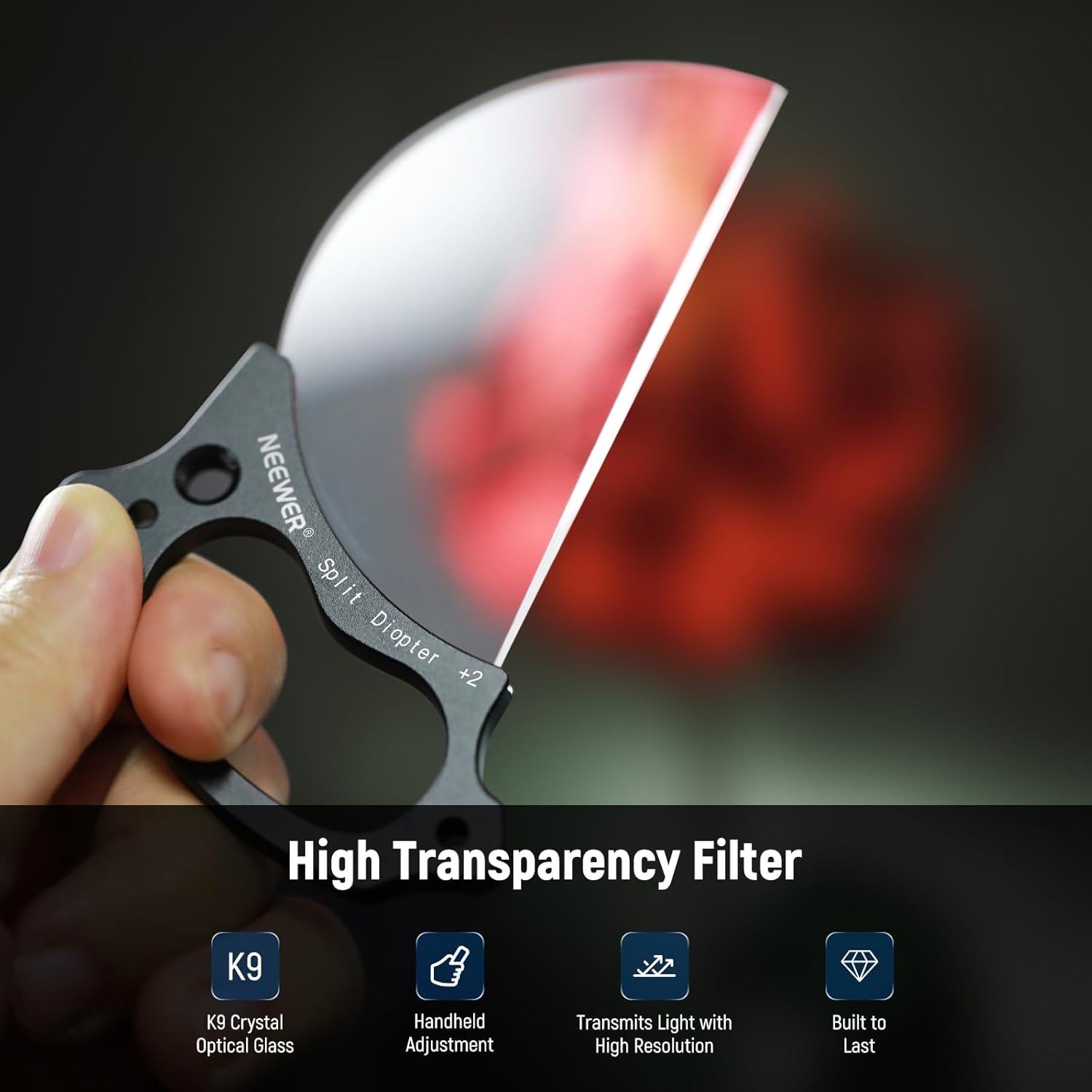 Thumbnail 1 de Neewer 79mm Half-Domed Split Diopter Effect Filter Prism with Hand Grip