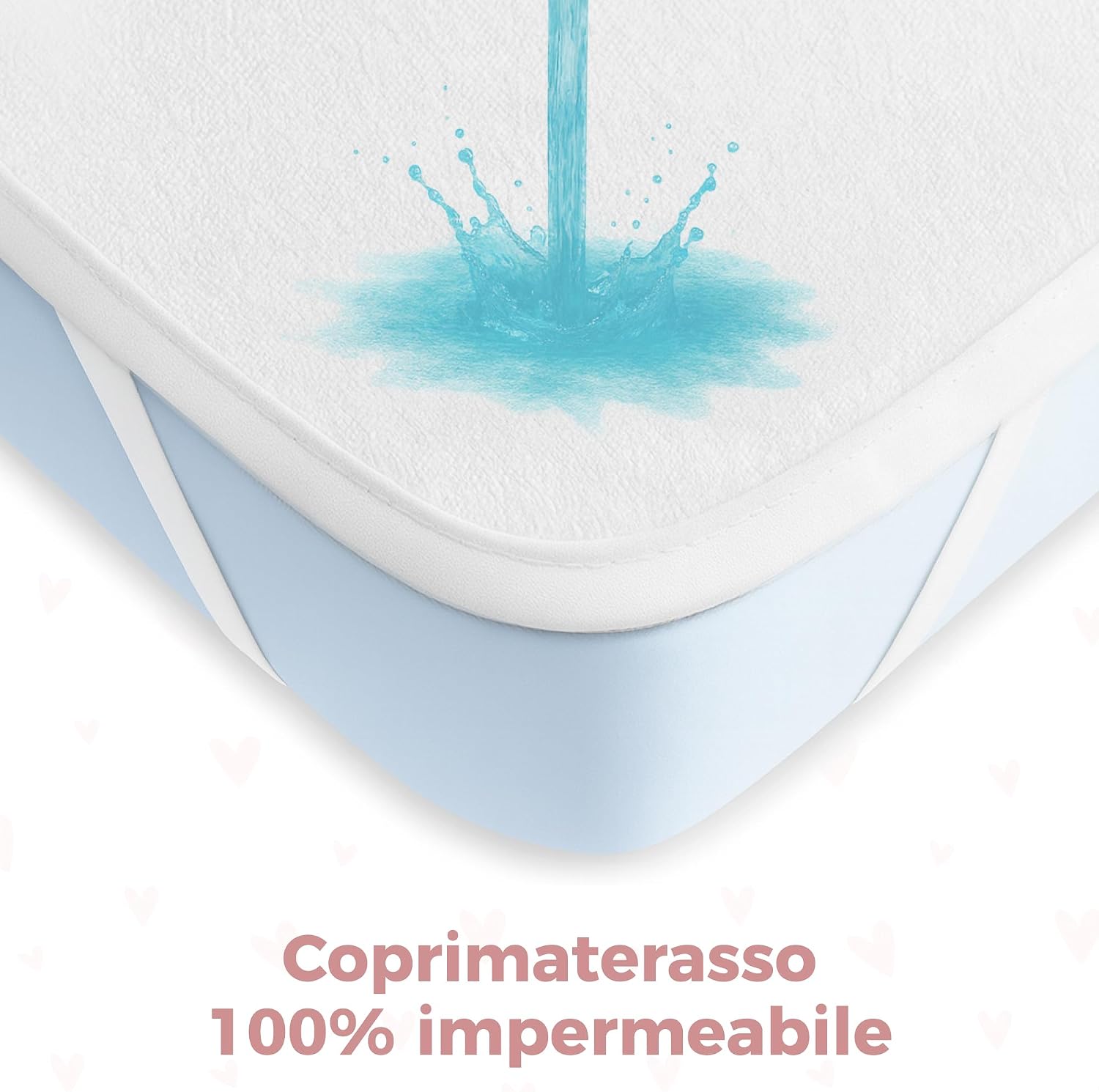 Detalle de Dreamzie set 3 pezzi per culla/neonato: 2 lenzuola in cotone + 1 coprimaterasso impermeabile 55x90 cm