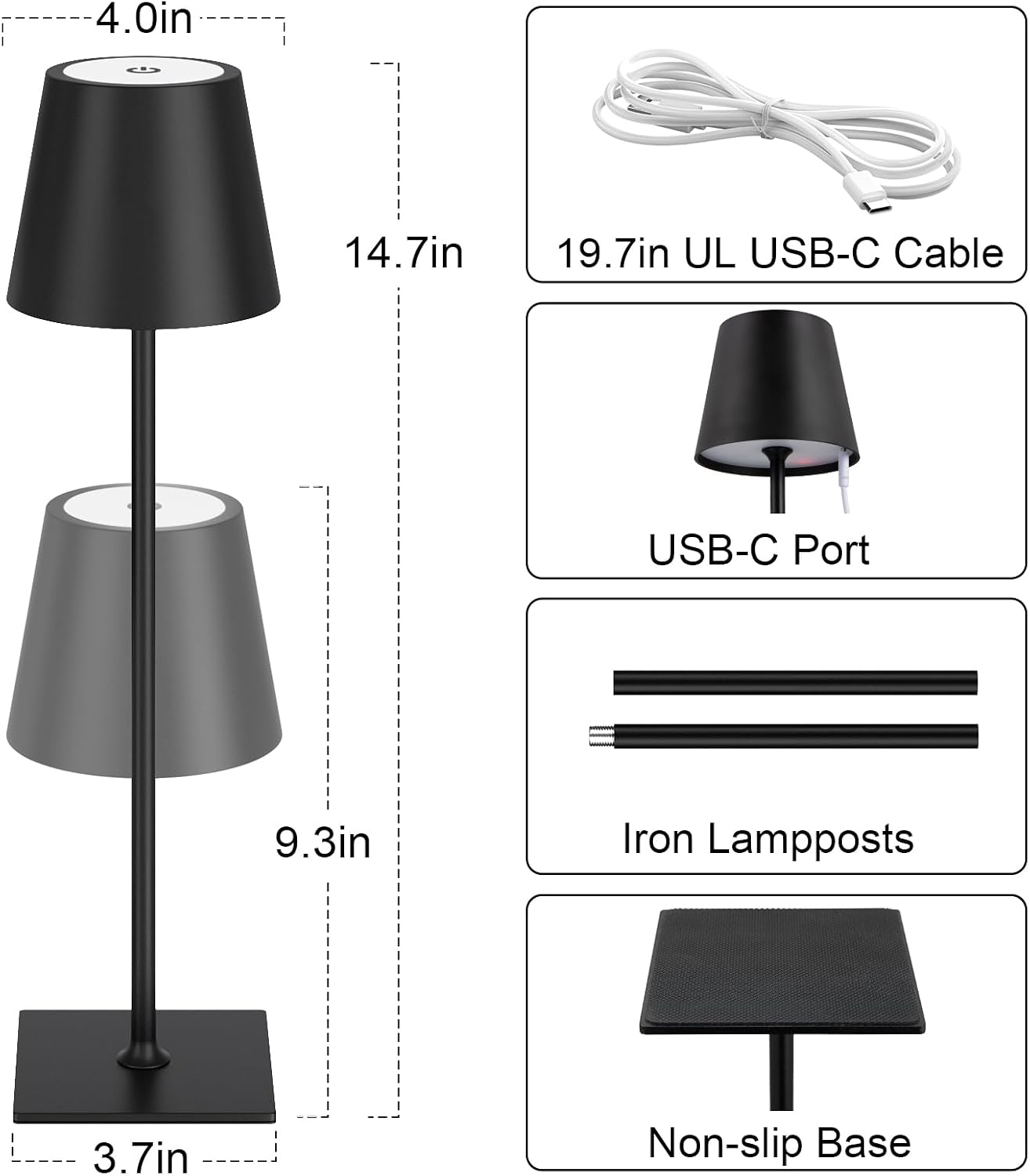 Thumbnail 5 de Kakanuo 9RT81 Cordless Table Lamps, 2-Pack with 3 Color Temperatures