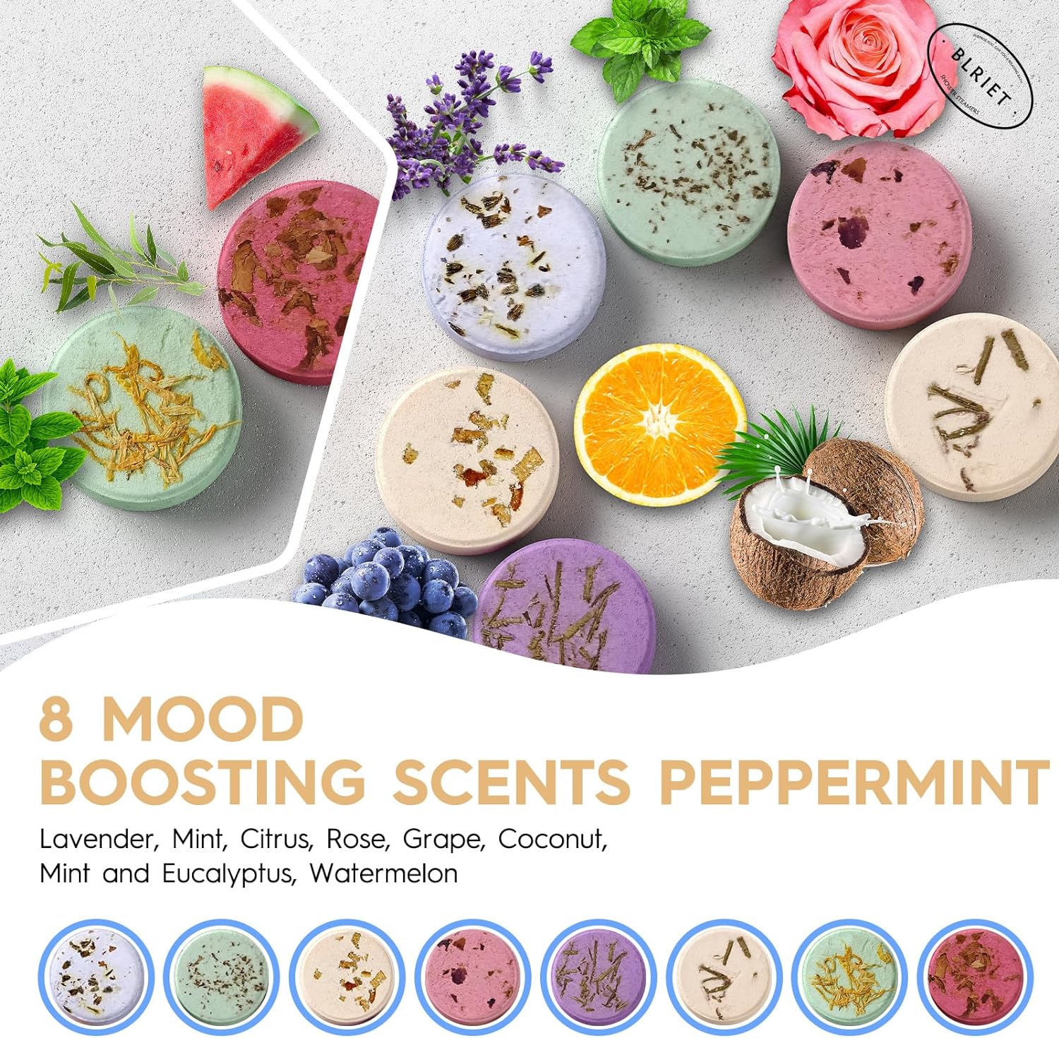 Detalle 1 de BLRIET Shower Steamers Aromatherapy 8 Pack