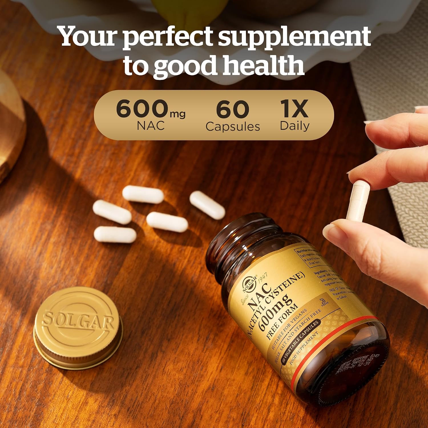 Thumbnail 3 de Solgar NAC (N-Acetyl-L-Cysteine) 600 Mg Vegetable Capsules – Pack of 60
