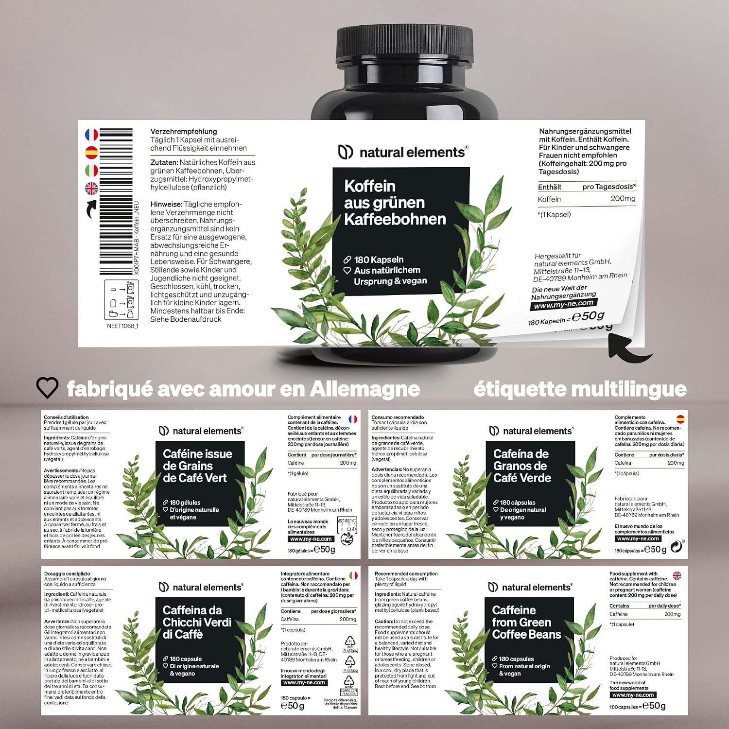 Thumbnail 4 de Gélules de caféine 200 mg (180 gélules) – alternative naturelle aux comprimés, végane