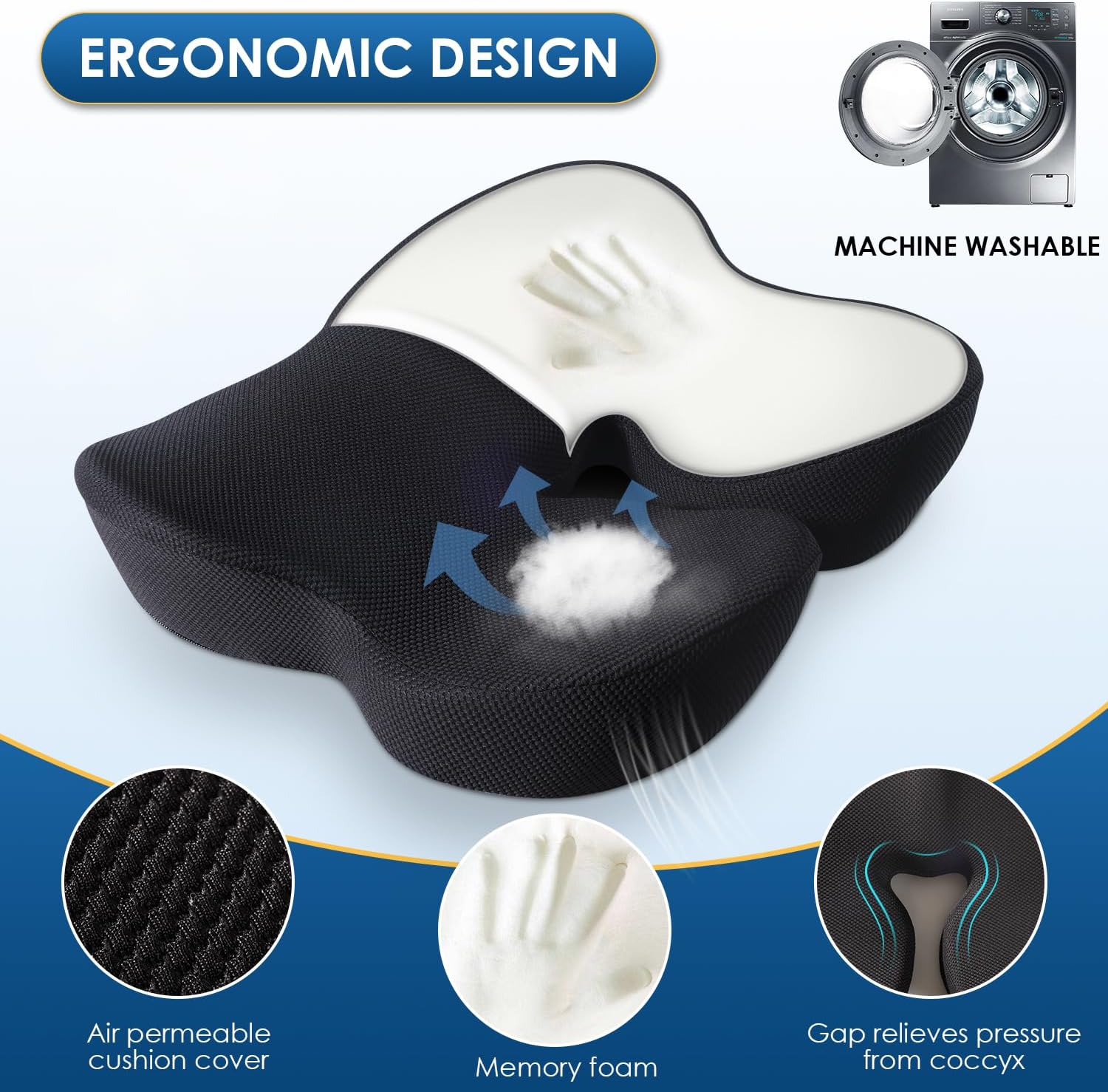 Detalle 2 de QUTOOL Seat Cushion Memory Foam 1pc