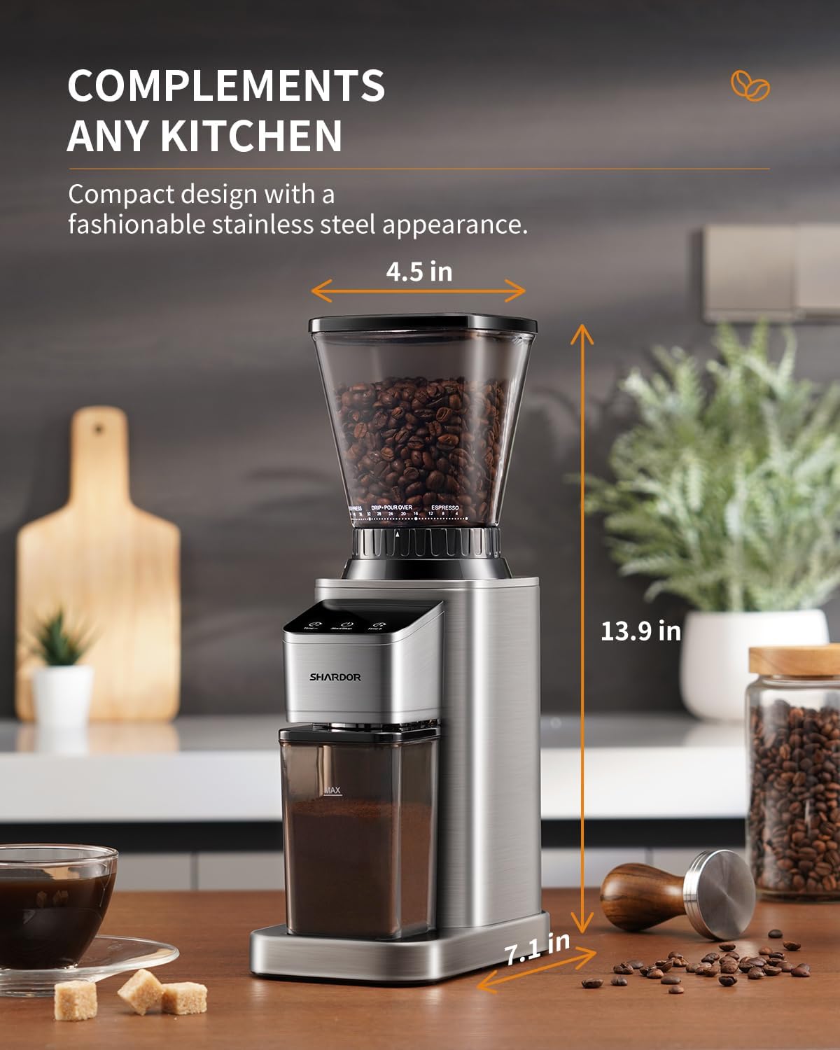 Thumbnail 6 de SHARDOR Professional Conical Burr Coffee Grinder: 48 Grind Settings for Espresso to French Press