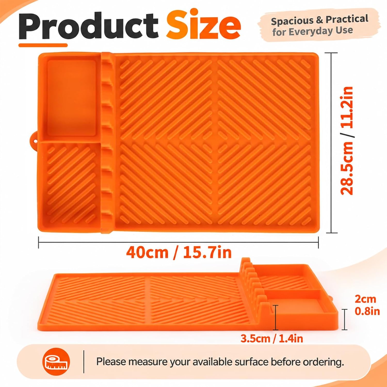 Thumbnail 1 de Find law GJD-cheng Silicone Griddle Tool Mat, Orange with Utensil Slots