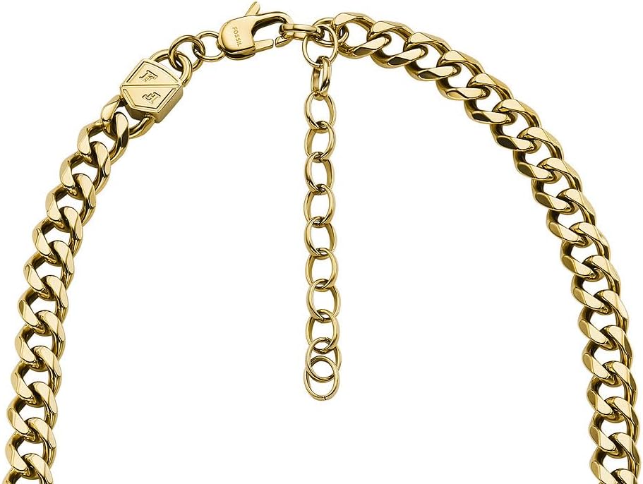 Thumbnail 4 de Fossil Collier en acier inoxydable doré avec fermoir à mosqueton – modèle masculin
