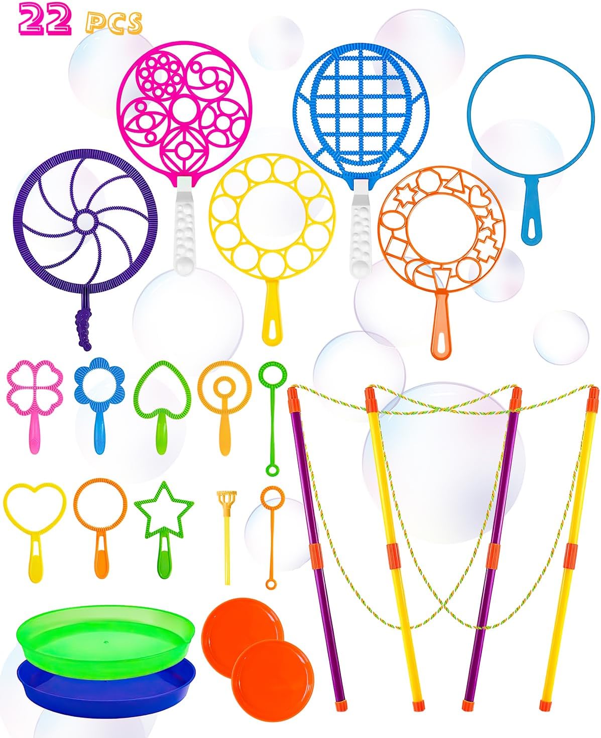 Detalle de Giant Bubble Wands: 22-Piece Big Bubble Maker Set for Outdoor Fun