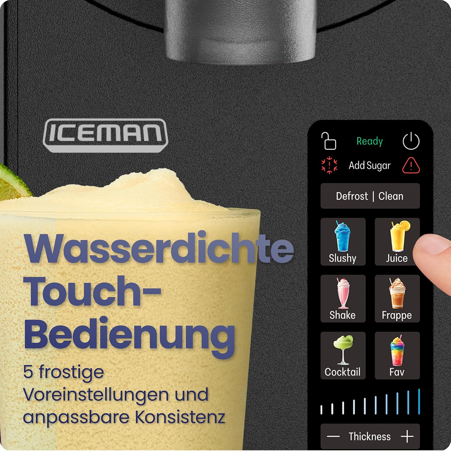 Detalle de Iceman 1,9L Slushie-Maschine – 5 Voreinstellungen, Touchscreen, kompakt und vielseitig