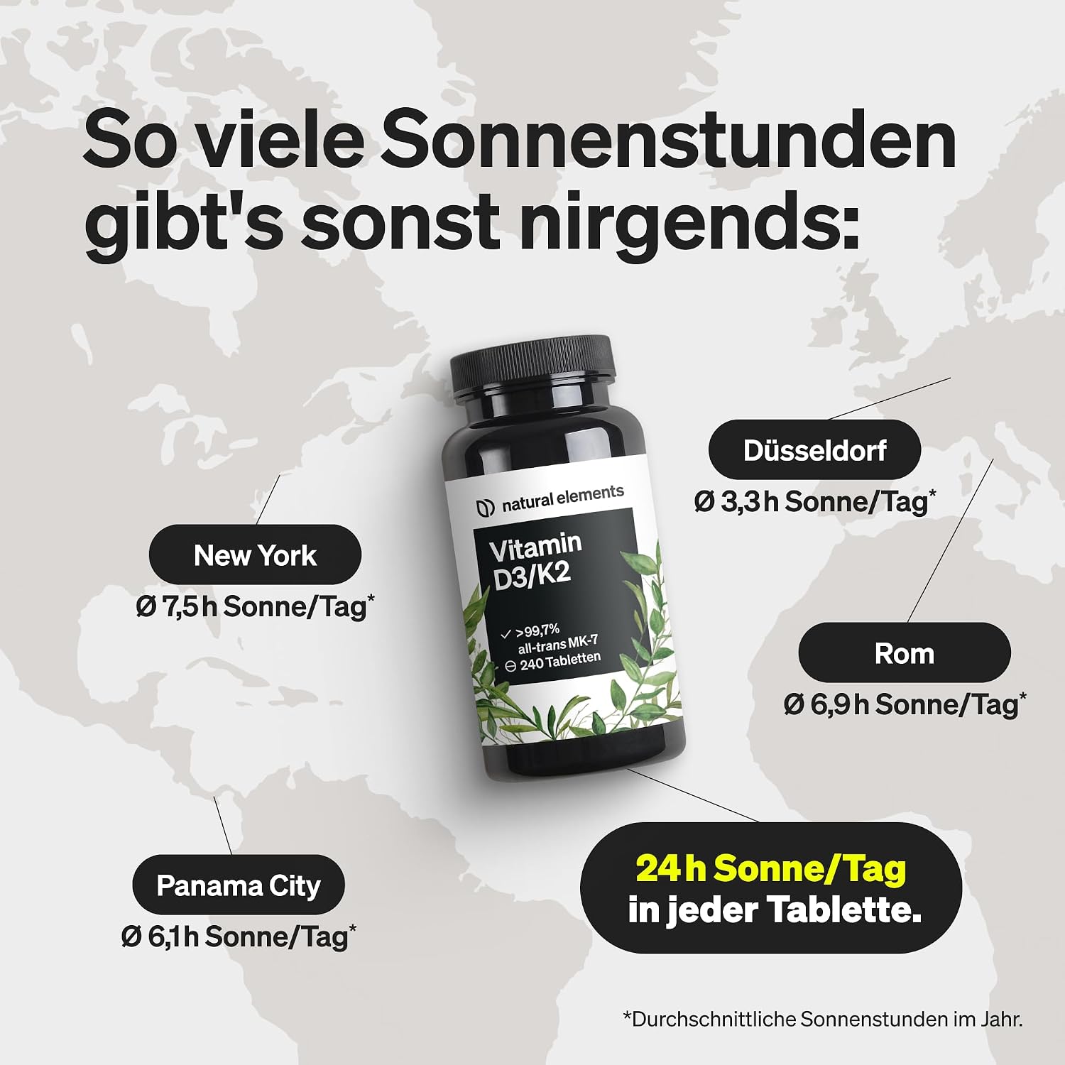 Detalle 2 de Natural Elements Vitamin D3 + K2 Tabletten 240 mg?