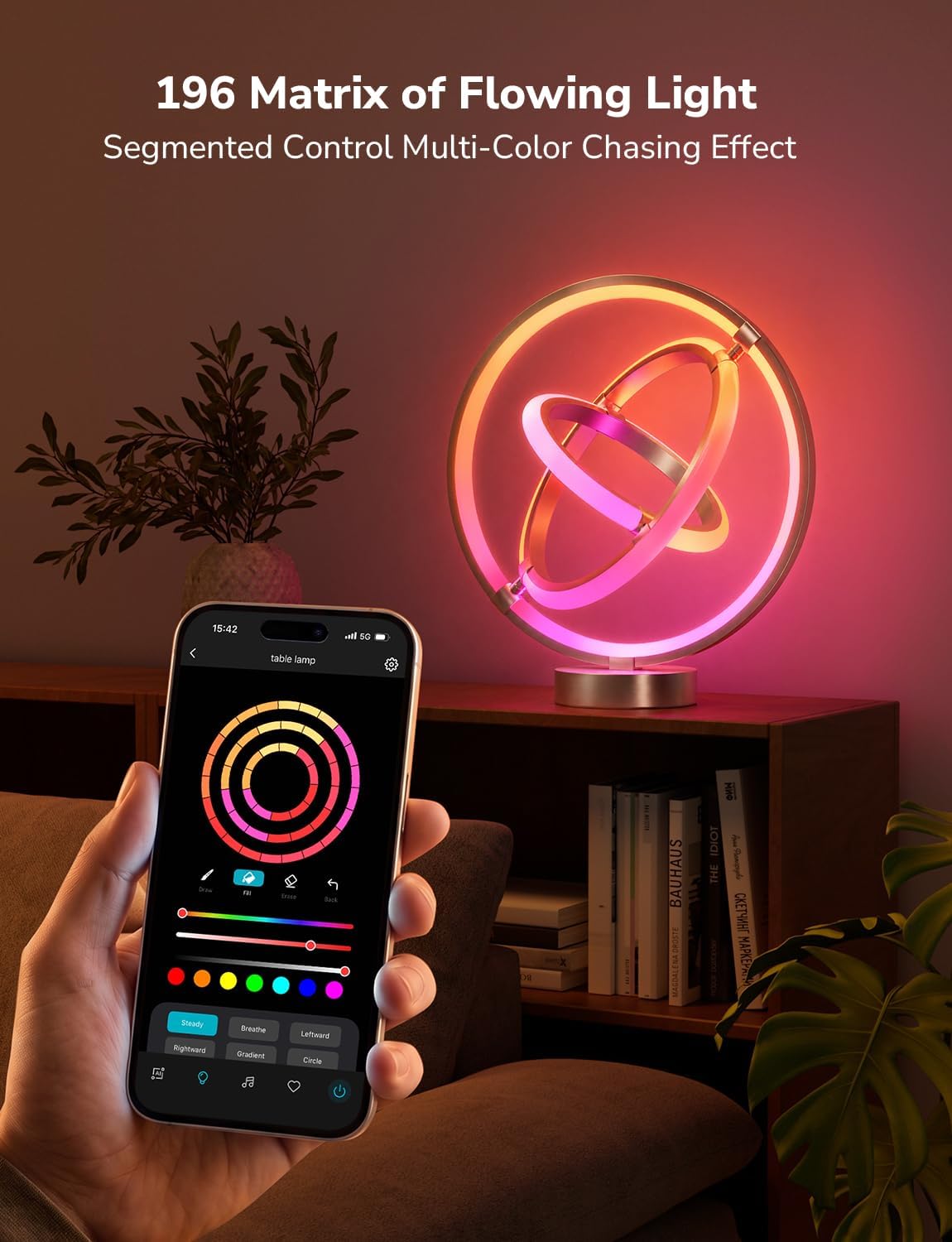 Detalle de Lepro TB1 AI Smart Table Lamp, RGB+IC Colour Effects, Music Sync and Voice Control
