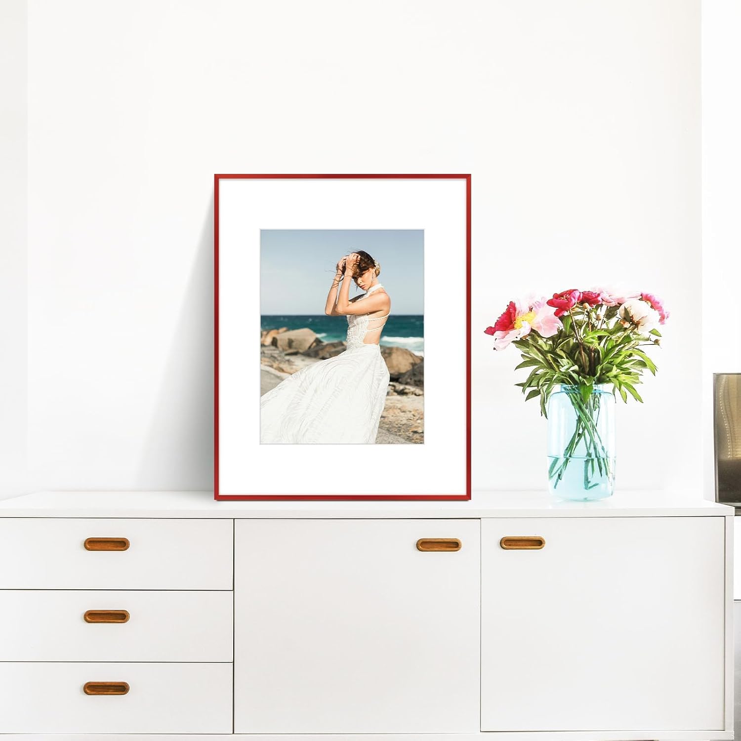 Thumbnail 1 de Golden State Art 16x20 Aluminum Frame with 11x14 Mat in Elegant Red