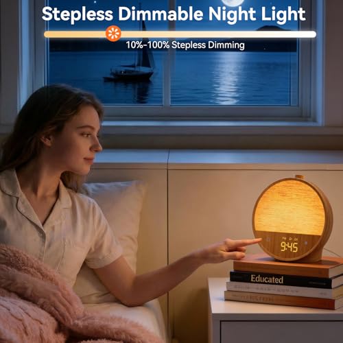 Thumbnail 7 de blonbar despertador con luz y simulación de amanecer, lámpara de cabecera RGB con 10 sonidos naturales y 10 ruidos blancos