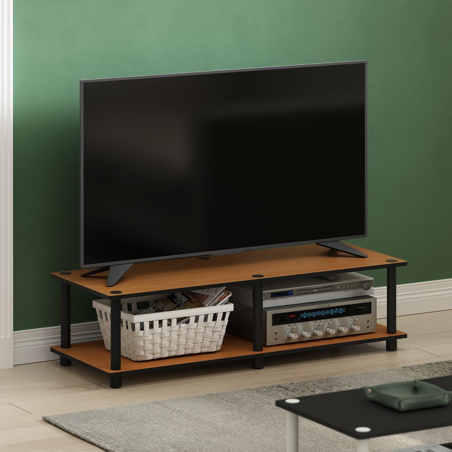 Thumbnail 1 de Furinno JUST TV Stand (No Tools) for TVs up to 46 inch in Light Cherry