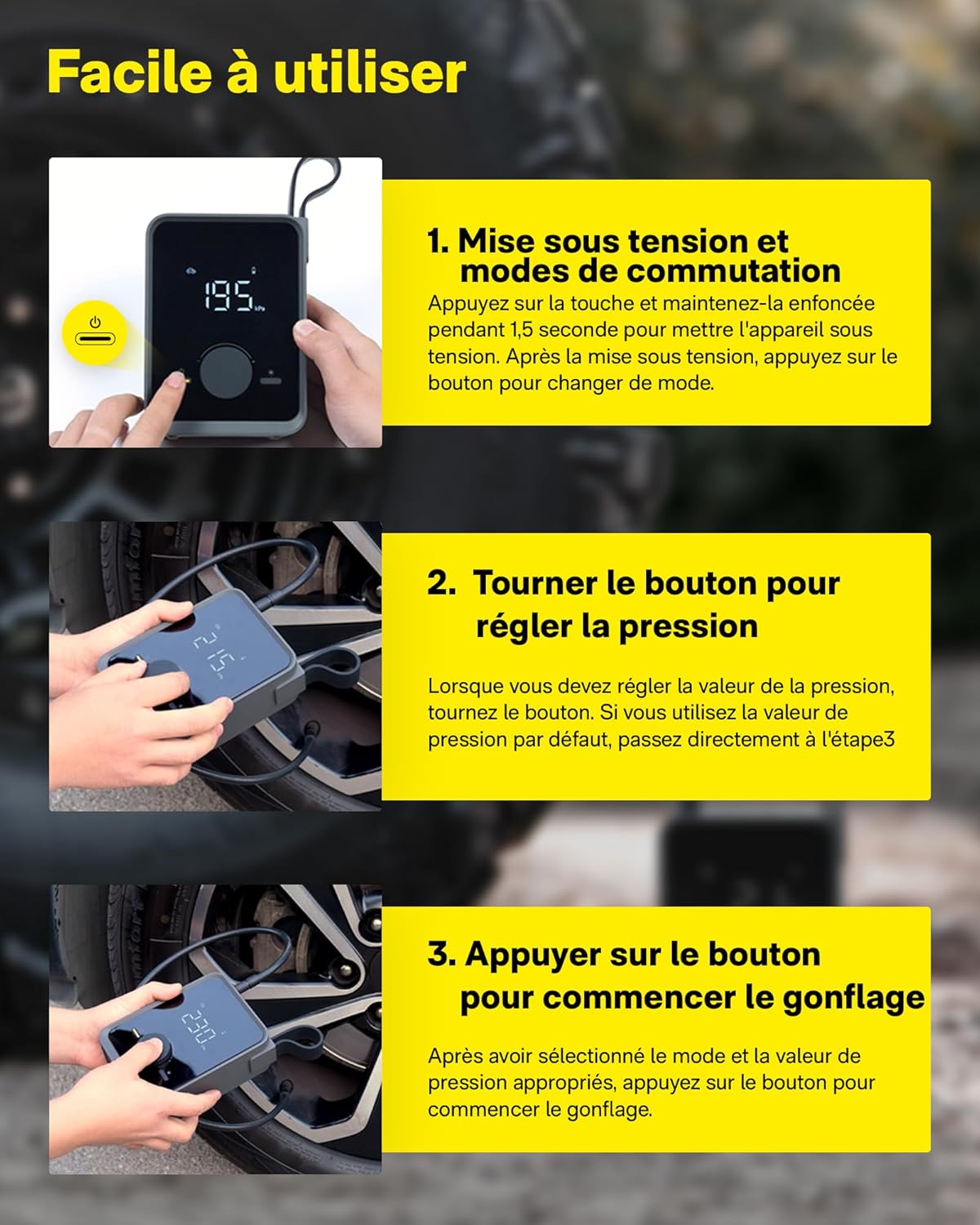 Thumbnail 5 de HOTO Gonfleur Pneus Pro 7500mAh