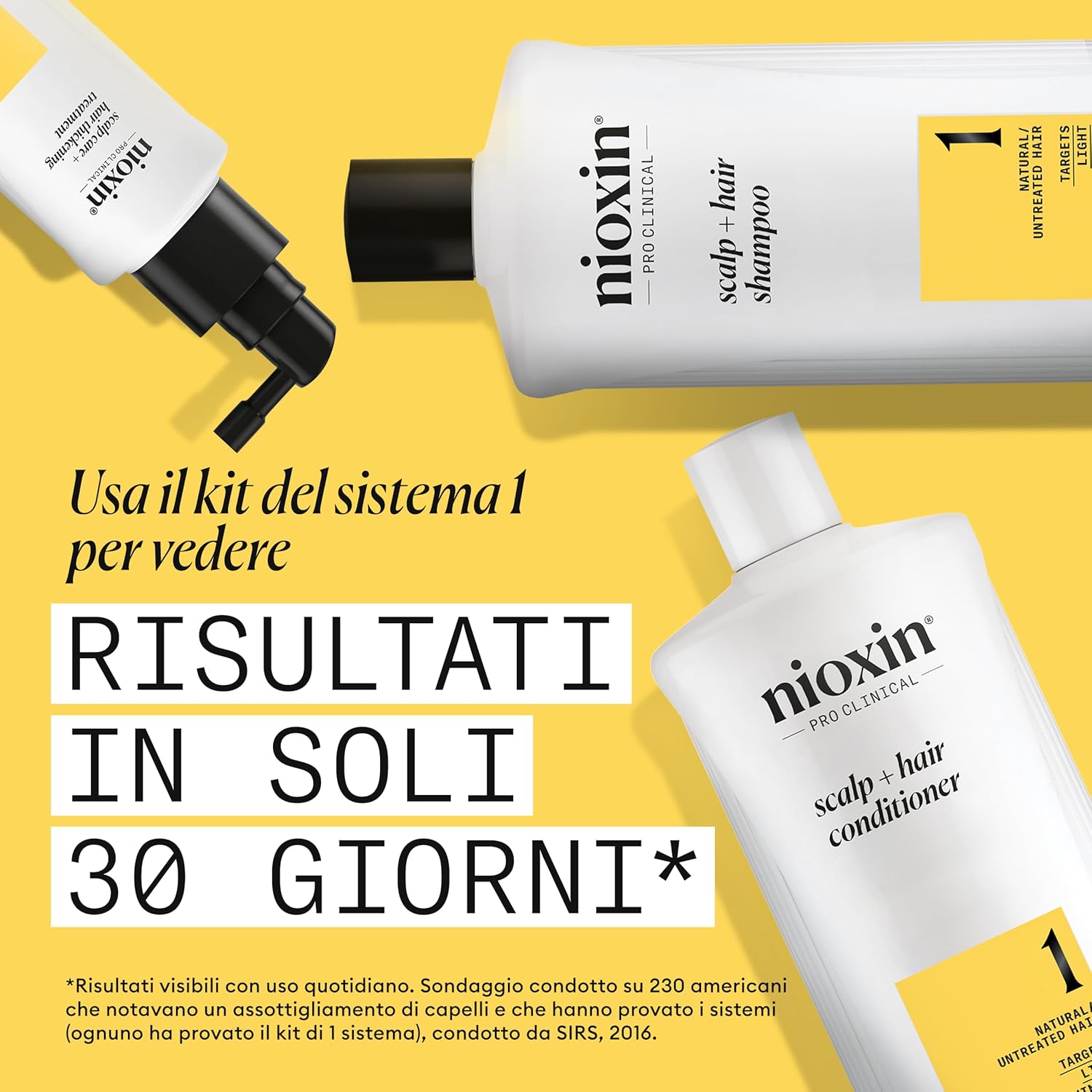 Thumbnail 1 de Nioxin Scalp + Hair Thickening Sistema 1: shampoo, balsamo e trattamento per capelli con assottigliamento lieve