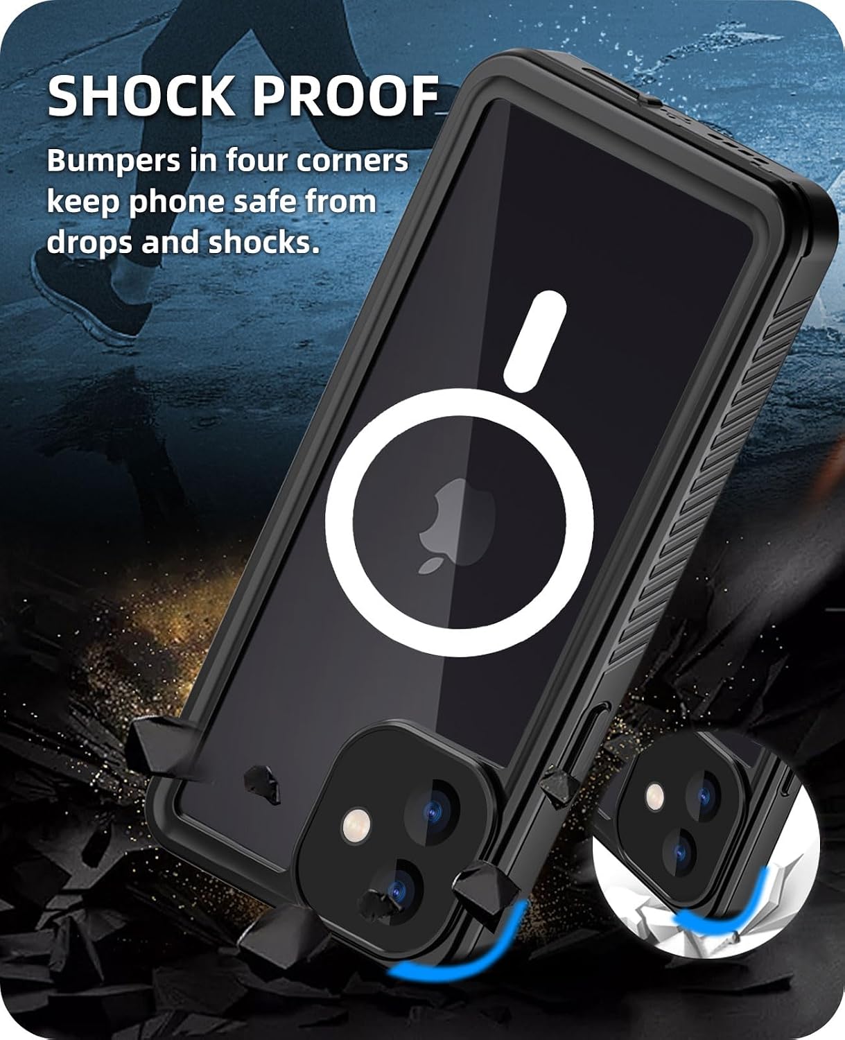 Detalle de Beeasy IP68 Waterproof MagSafe Case for iPhone 12 Mini — 360° Heavy Duty with Built-in Screen Protector