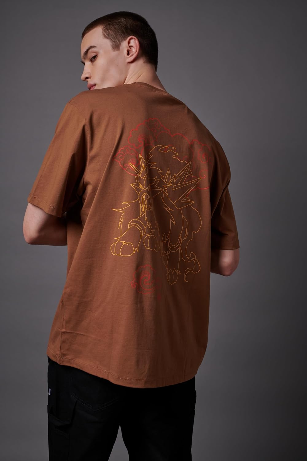 Detalle de Dolly Noire x Pokémon Maglietta Cani Leggendari – Entei, Raikou e Suicune Unisex, Collezione Ufficiale
