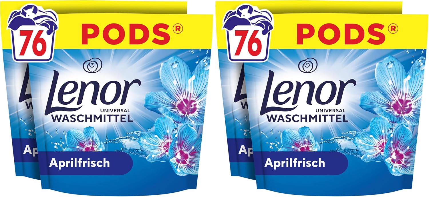 Detalle 2 de Lenor Pods Aprilfrisch Waschmittel, 76 Wäschen – sanfte Pflege, langanhaltende Frische