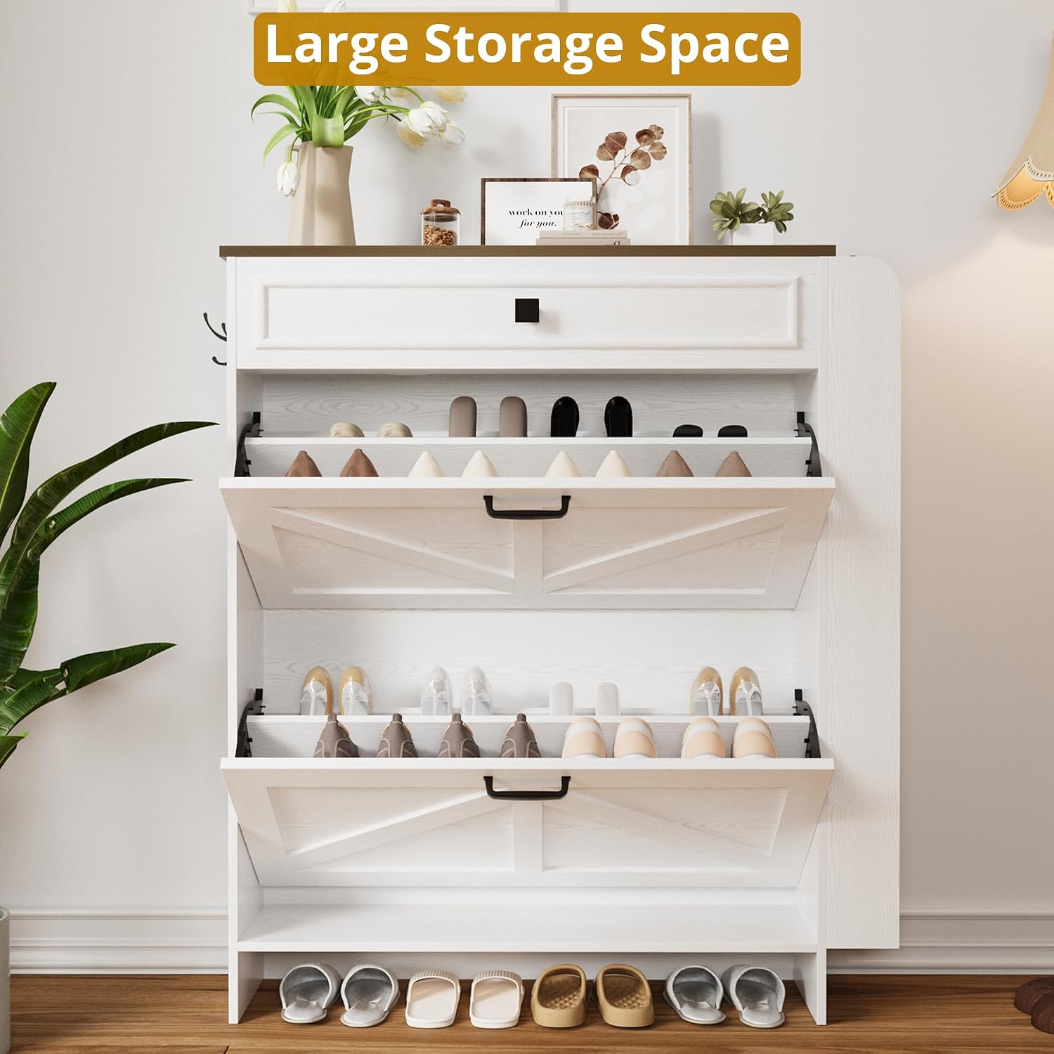 Detalle 2 de IRONCK Shoe Storage Cabinet with 2 Flip Drawers