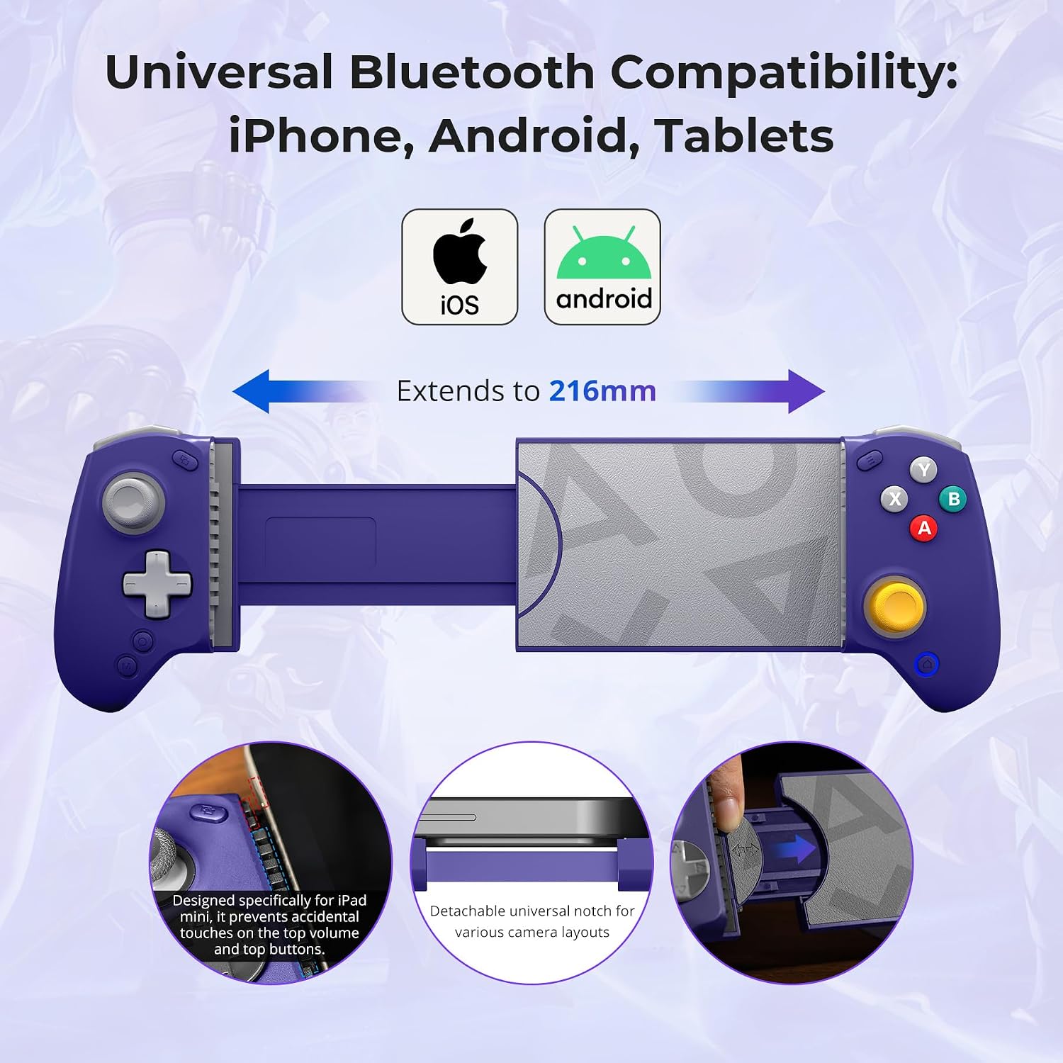 Thumbnail 1 de abxylute S8 Retro Blue Bluetooth Mobile Gaming Controller for iPhone, iPad, Android & Switch