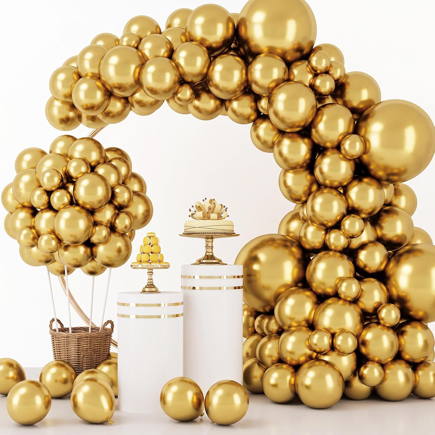 Detalle de RUBFAC 129 Gold Latex Balloons 18โ5 in ๐