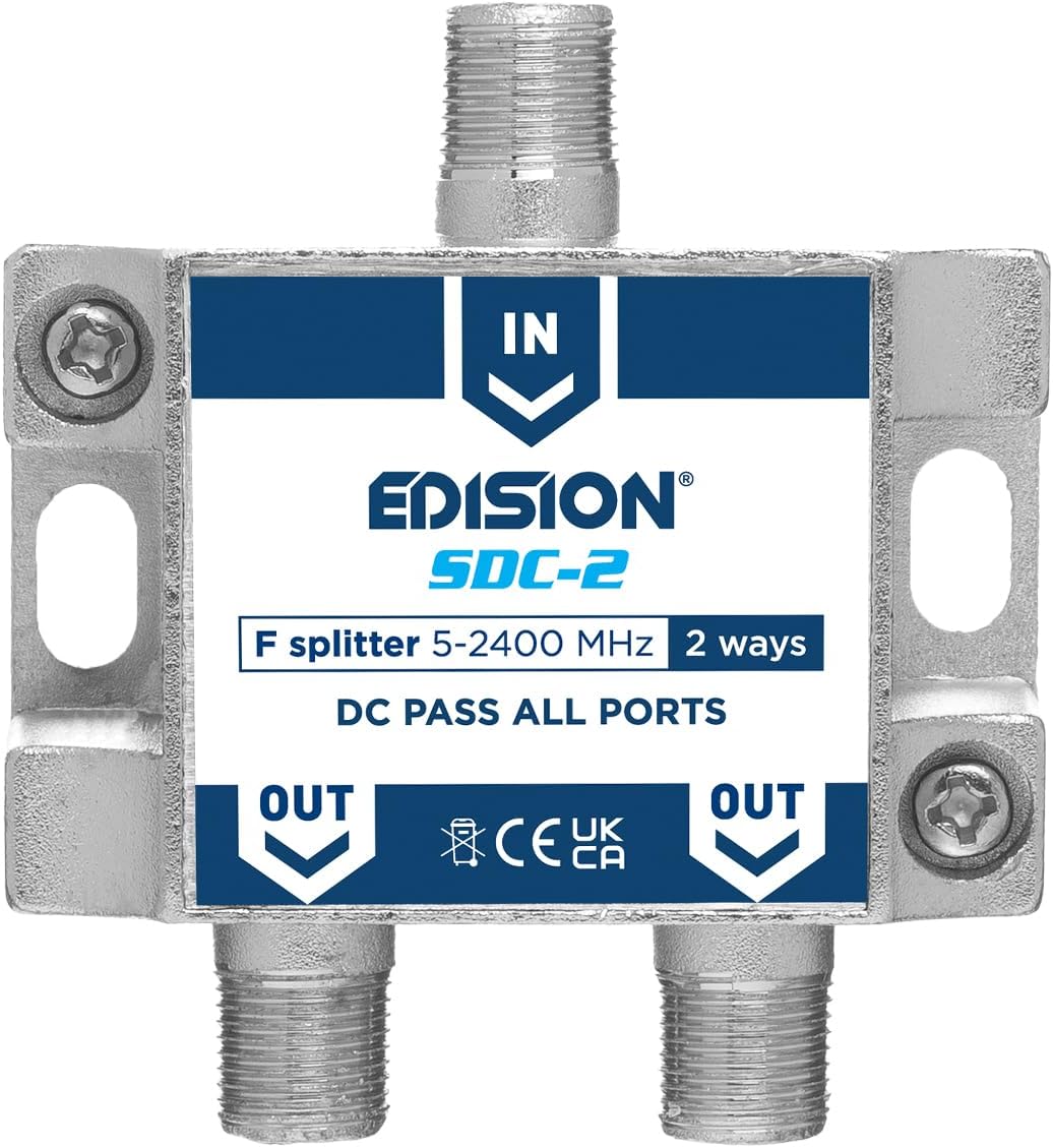 Detalle 2 de Edision SDC-6 TV-splitter med sex utgångar, F-kontakter och DC-pass