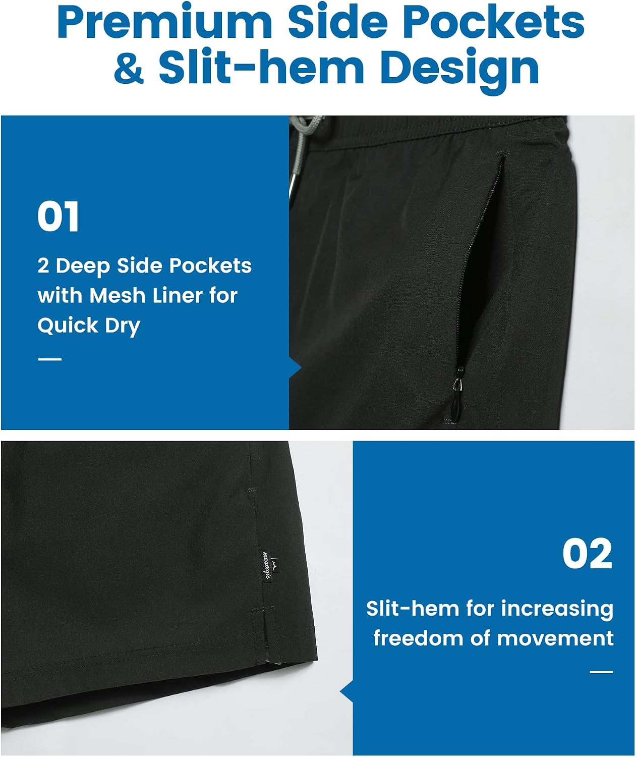 Thumbnail 3 de maamgic Men's Swim Trunks with Compression Liner - Quick Dry, 4-Way Stretch