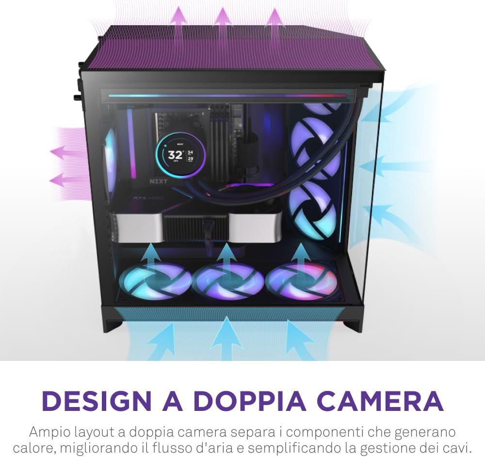 Detalle 2 de NZXT H9 Flow RGB 2025 case PC 420mm