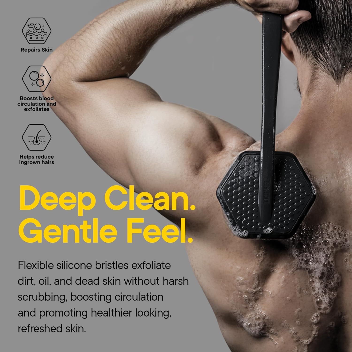 Thumbnail 4 de TOOLETRIES Silicone Back Scrubber for Shower, Bath Brush – Charcoal