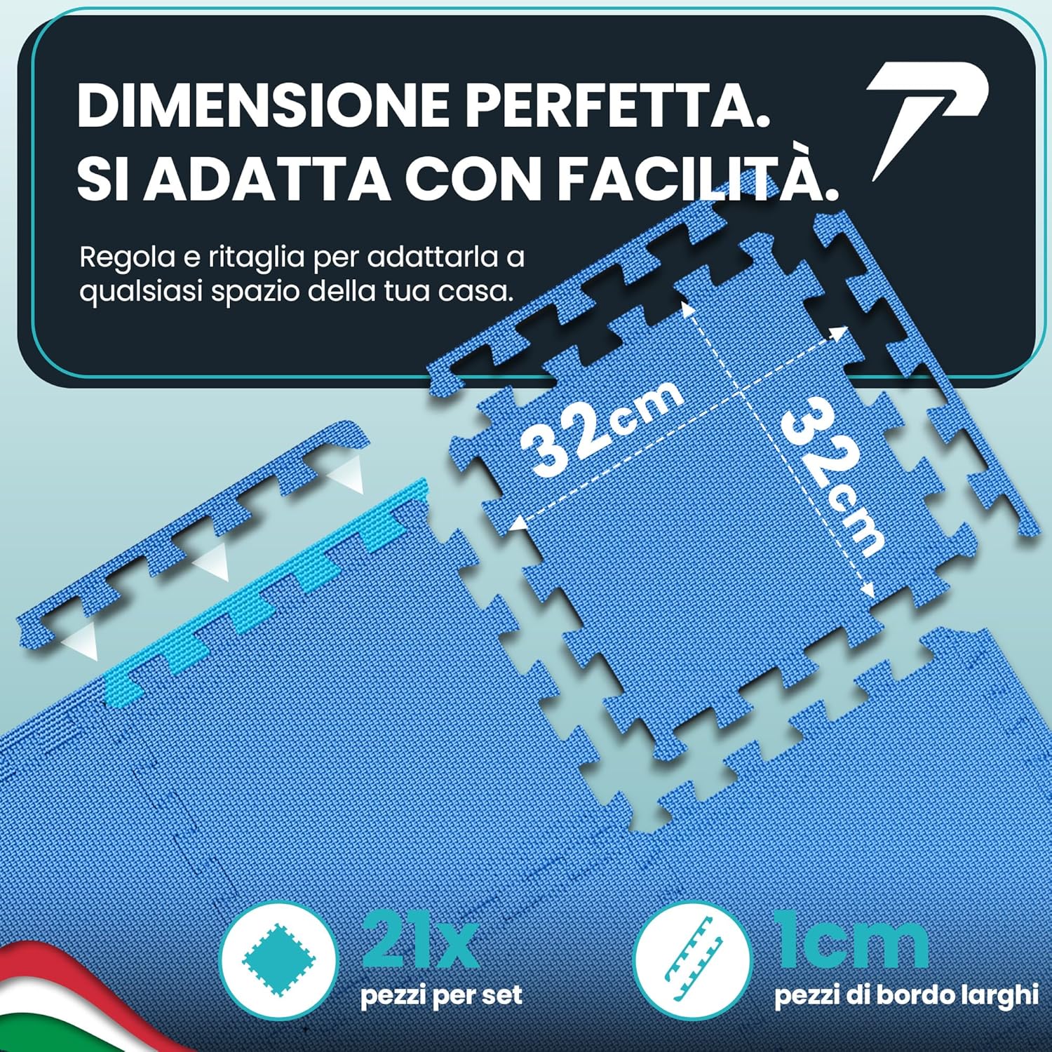 Thumbnail 1 de Tappeto da fitness a puzzle in EVA: set da 21 tappetini componibili (Materassino antiscivolo) per palestra, garage e hobby