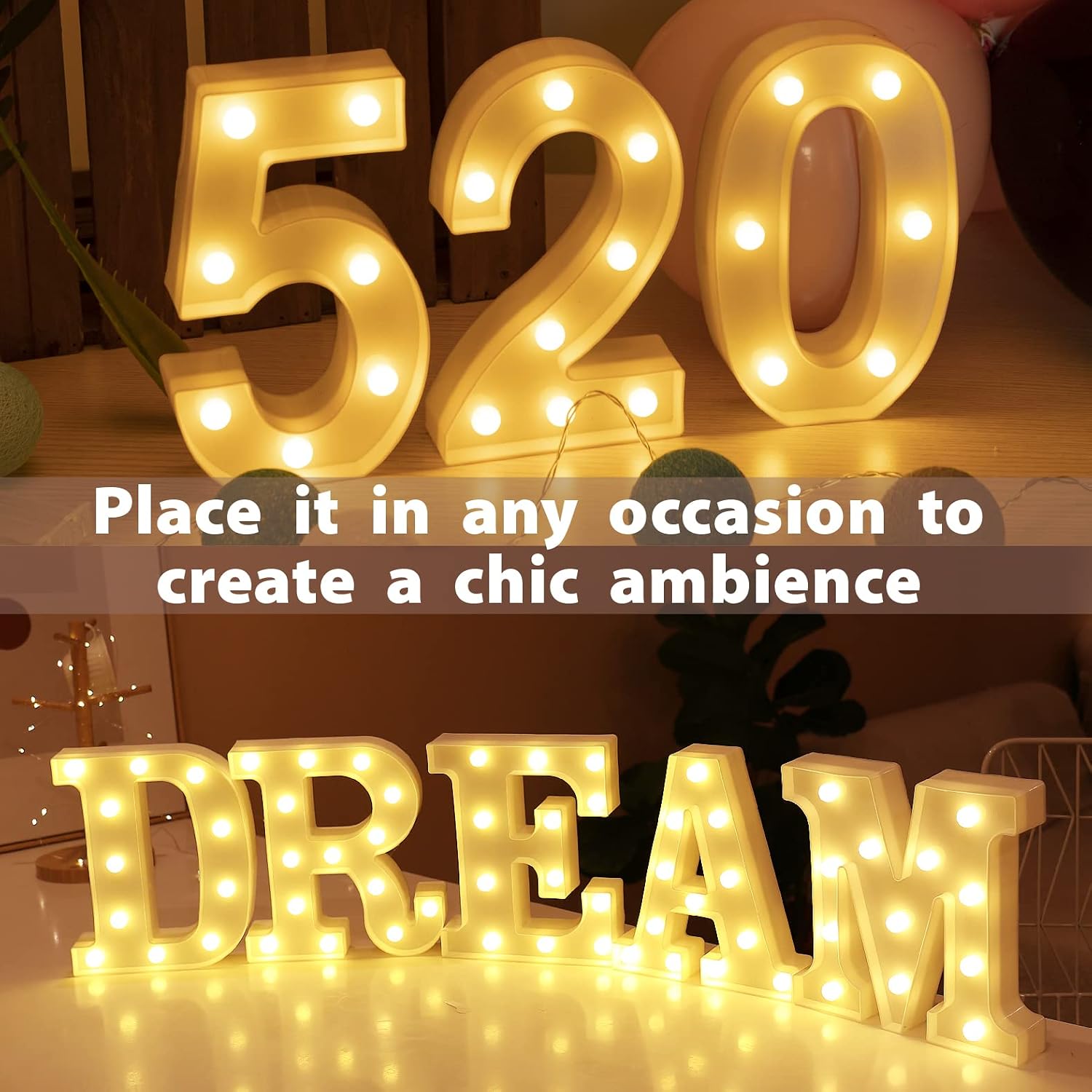 Detalle 2 de HXWEIYE Light Up Number 5, 8.58-Inch Battery-Operated Warm White LED