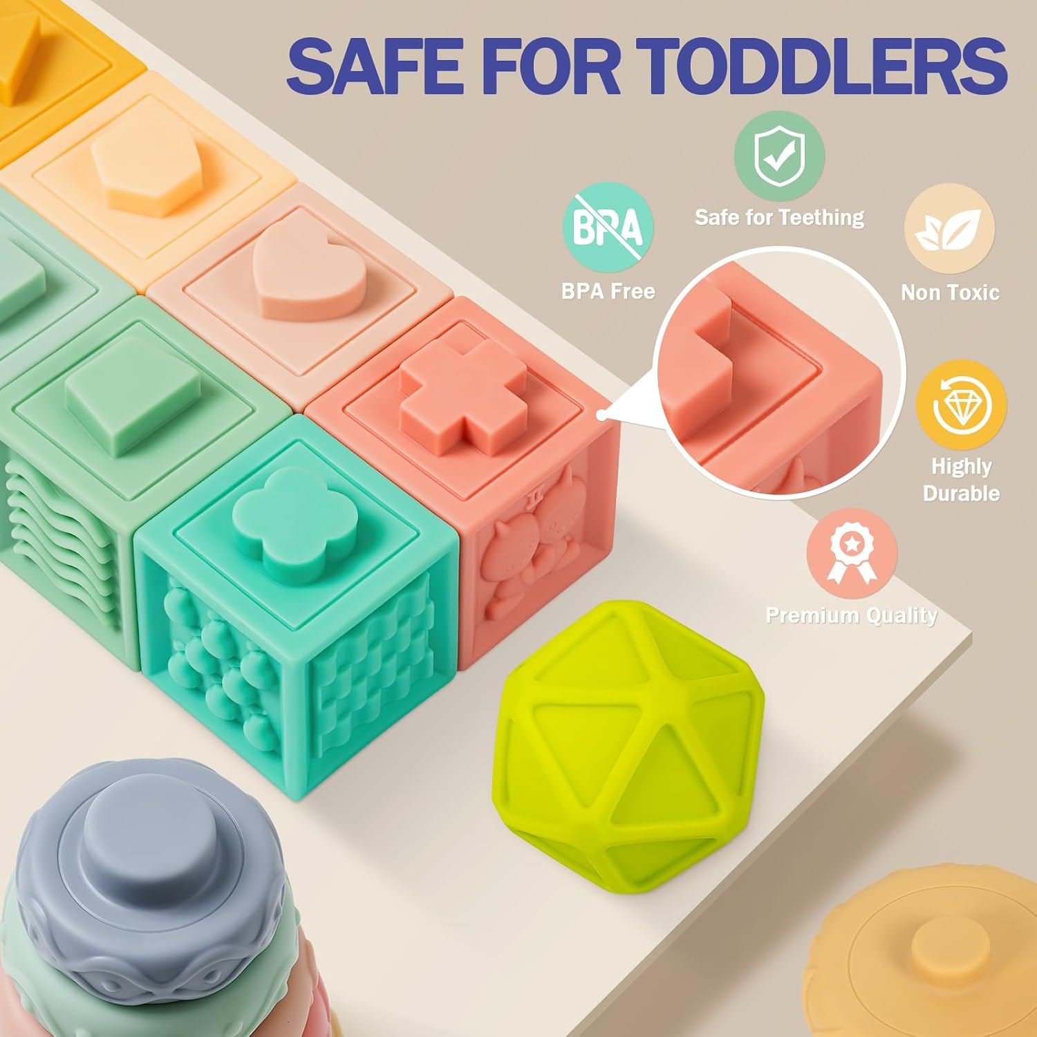 Detalle de Jyusmile LLESSL-Ca-230614 5-in-1 Montessori Baby Toy Set with Stacking Toys