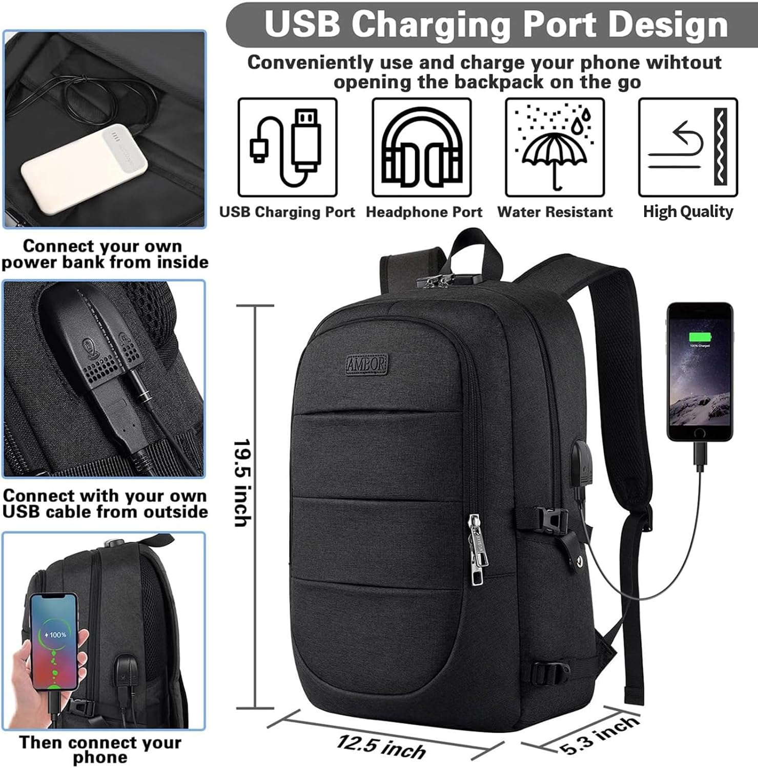 Detalle 2 de AMBOR laptop backpack 17.3-inch