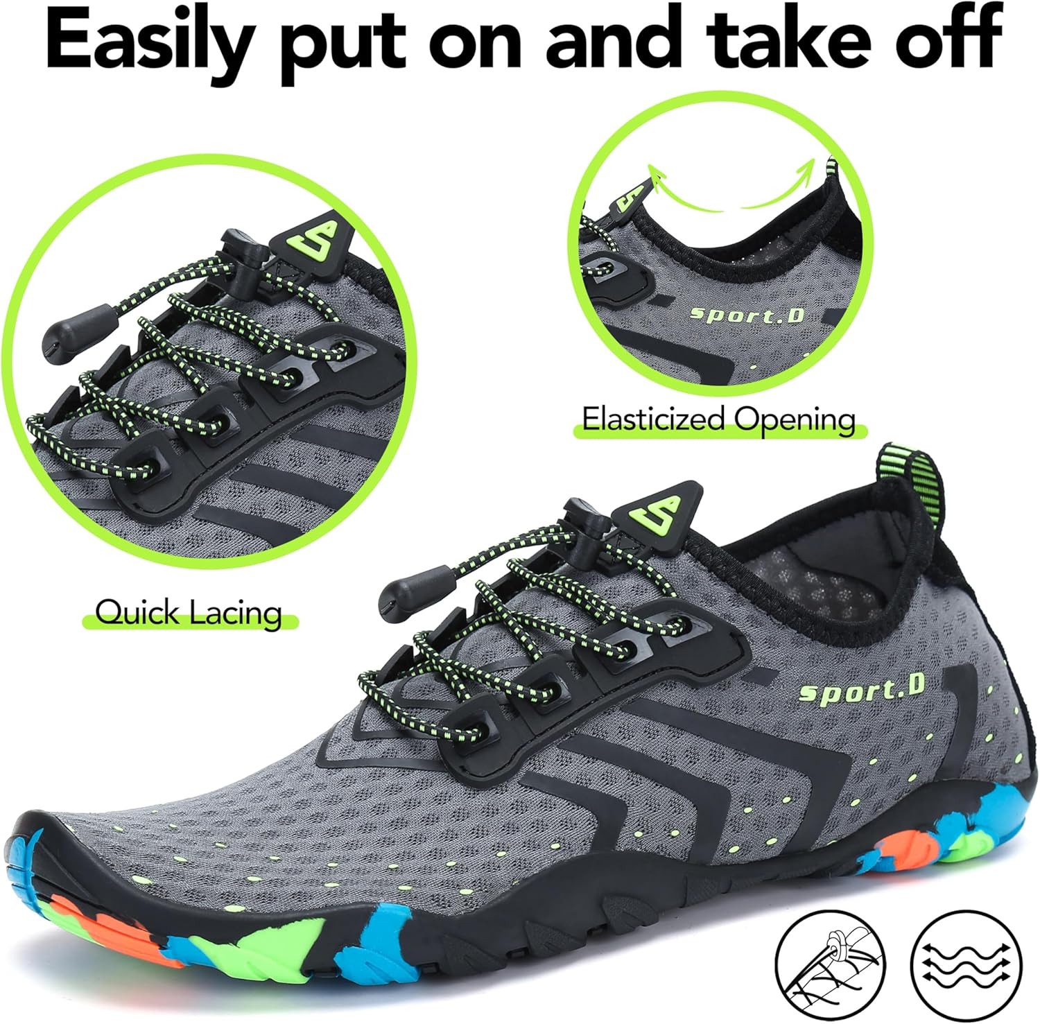 Thumbnail 2 de SAGUARO Badeschuhe Strandschuhe Aquaschuhe – Wasserschuhe für Damen, Herren und Kinder, Größe 35–48
