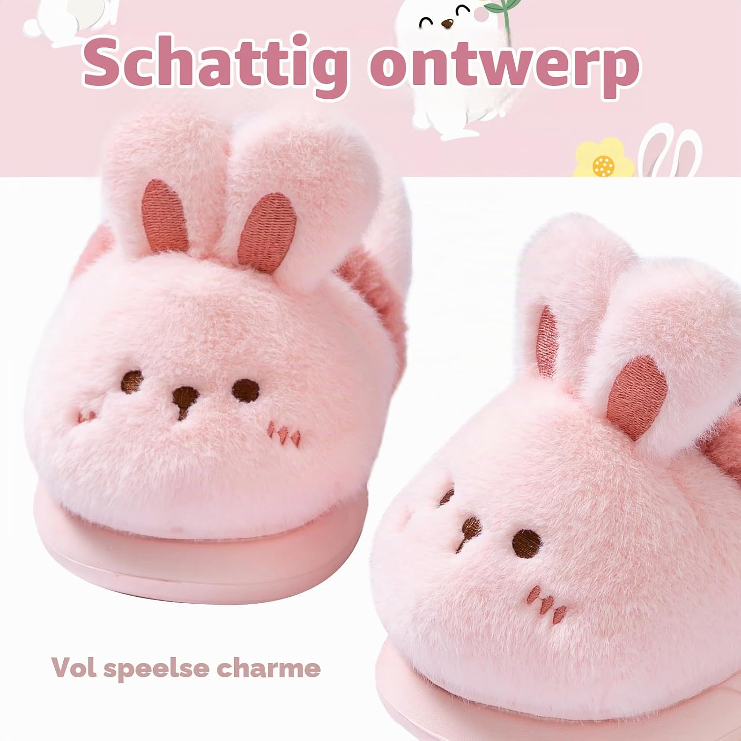 Thumbnail 2 de DRECAGE kindersloffen van zachte pluche met antislip voor binnen