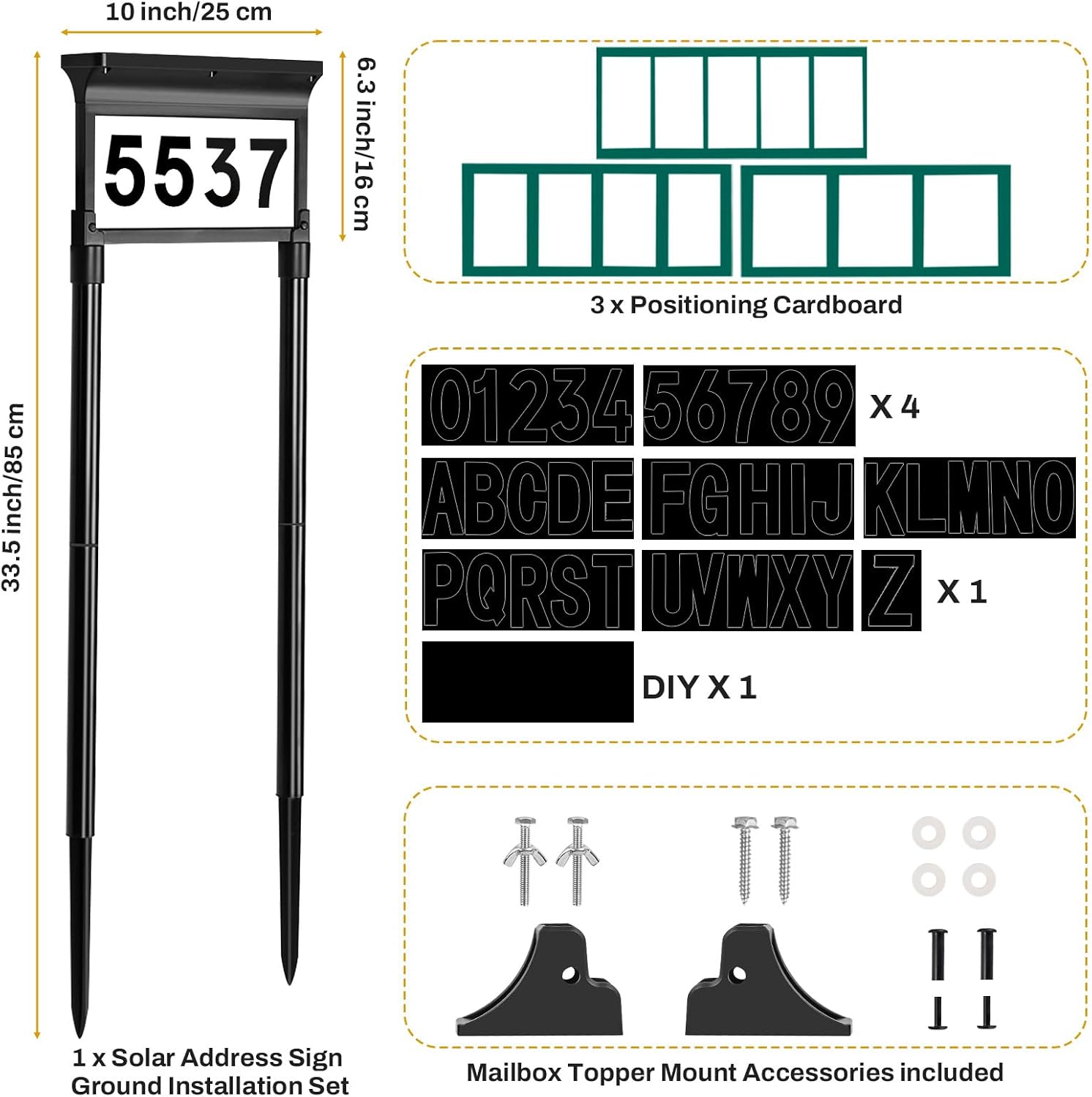 Detalle de Lacasa HN001 Solar Address Sign, Dual-Sided LED, 3 Colour Temperatures