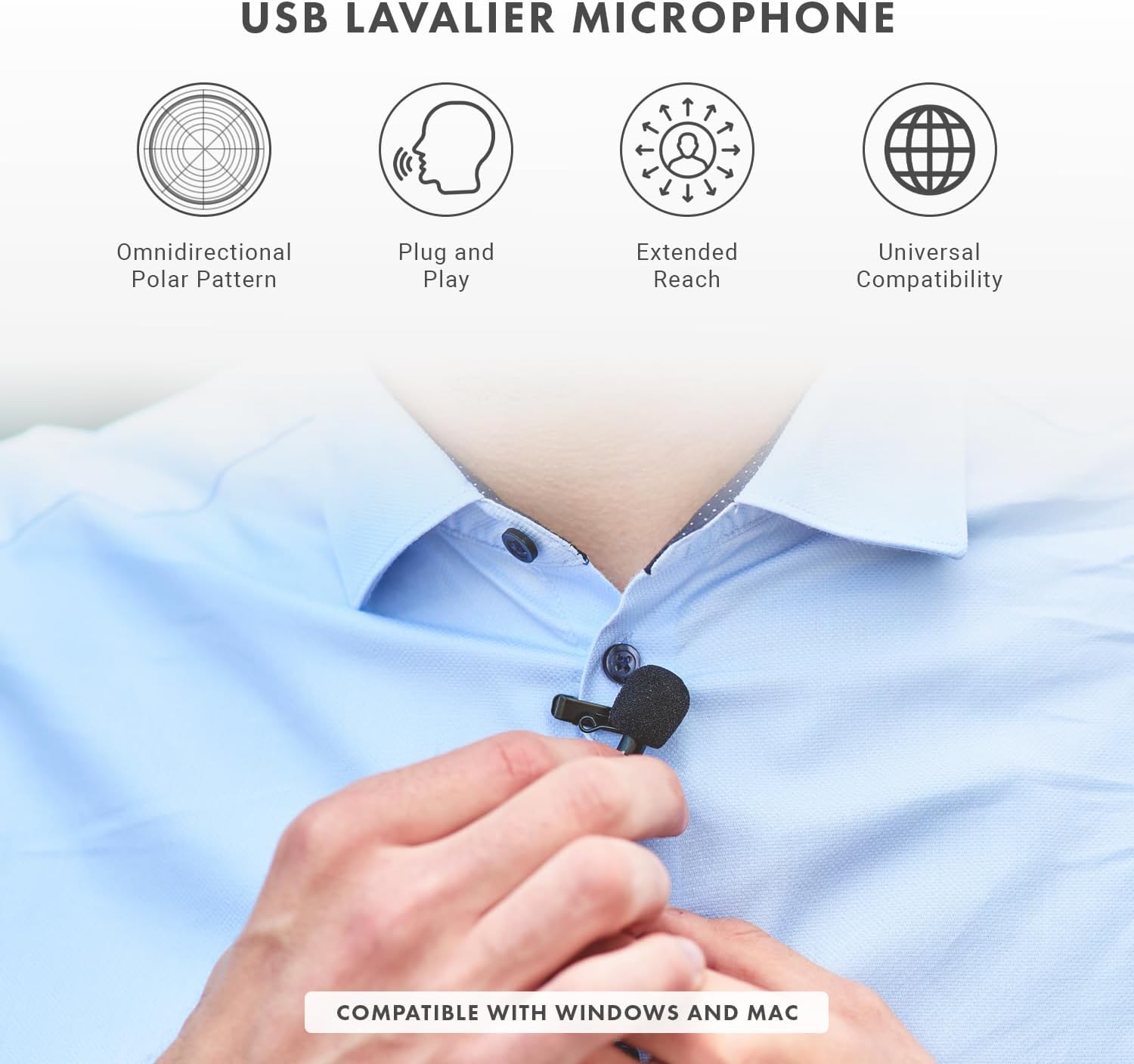 Detalle 2 de Movo LV1-USB USBラベリアマイク、単一指向性・6mコード・3.5mm/USB接続
