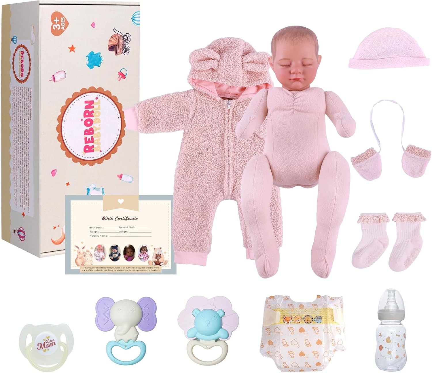 Thumbnail 5 de BABESIDE Reborn-Baby Dolls 20 Inch: Realistic Cloth-Bodied Doll with Plush Bunny Outfit