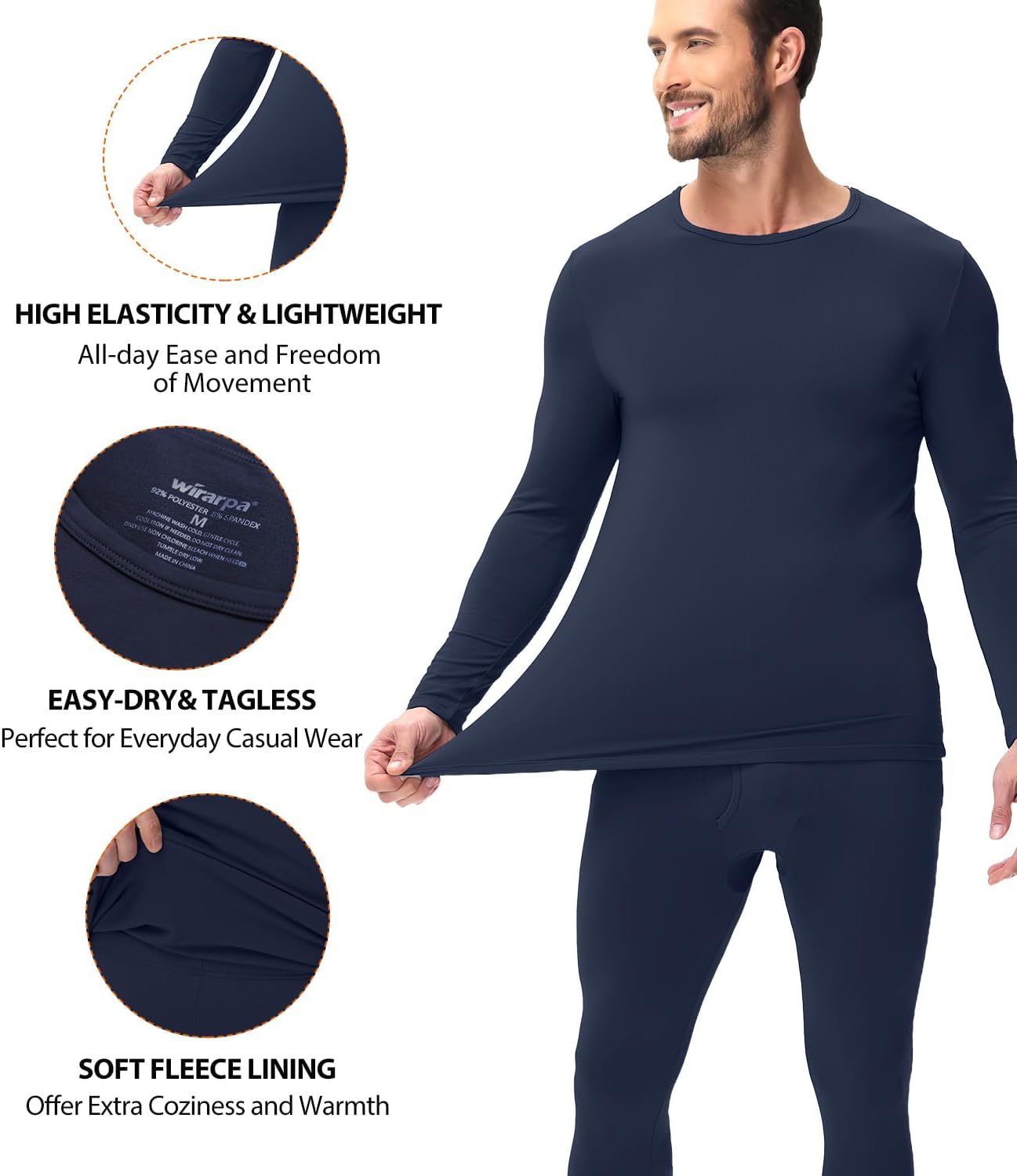 Thumbnail 4 de wirarpa Men's Thermal Underwear Set Fleece Lined Base Layer