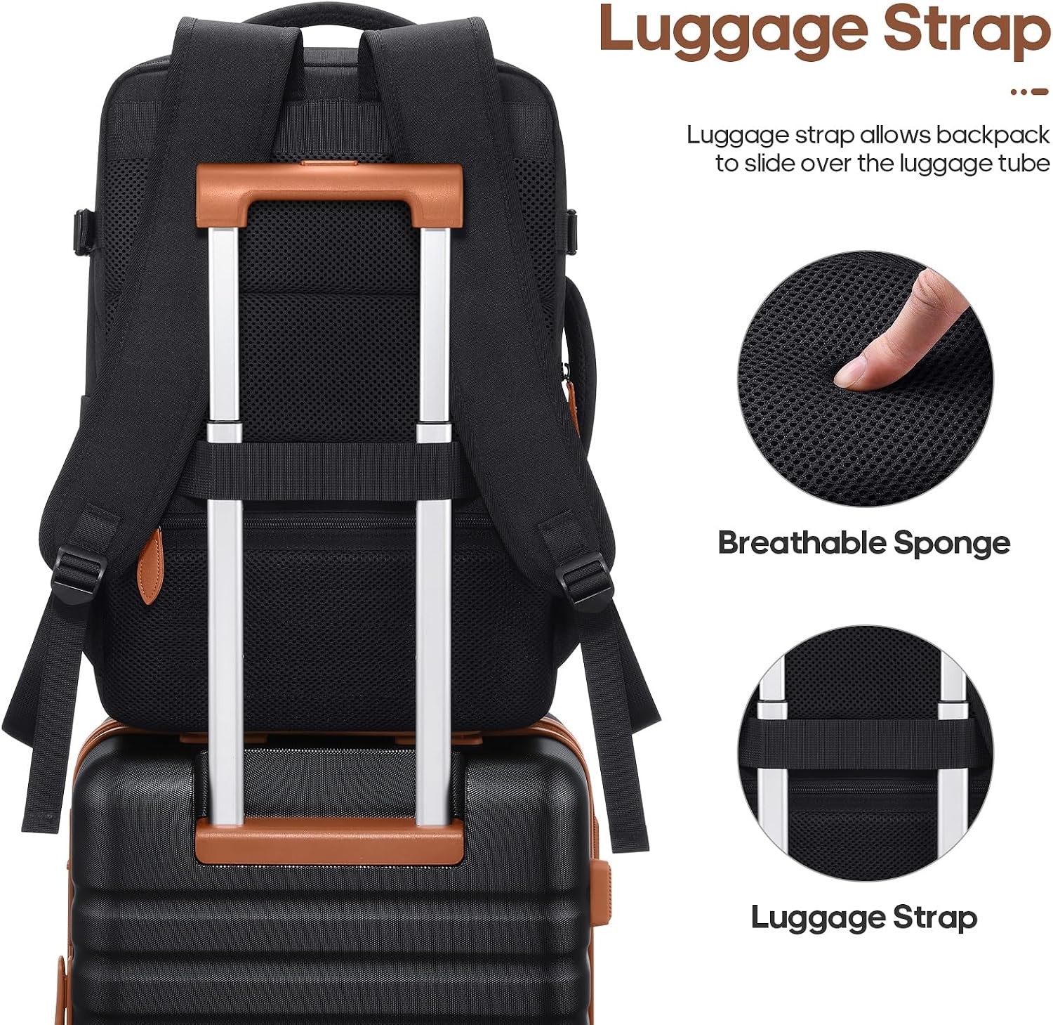 Thumbnail 5 de UKEIN Luggage Sets 3-Piece Carry-On Set (20-In Spinner Hardshell + Travel Backpack + Toiletry Bag) with TSA Lock