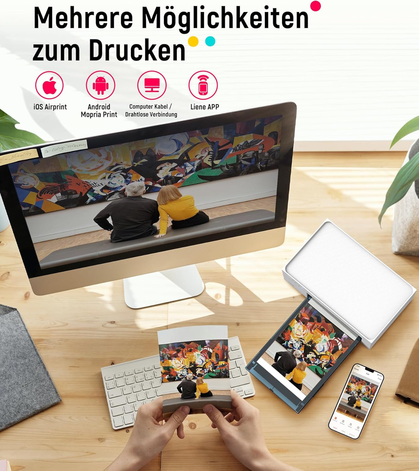 Thumbnail 4 de Liene Amber M200 Smartphone-Fotodrucker (10×15 cm) mit wiederaufladbarem Akku, WiFi & Farbsublimation